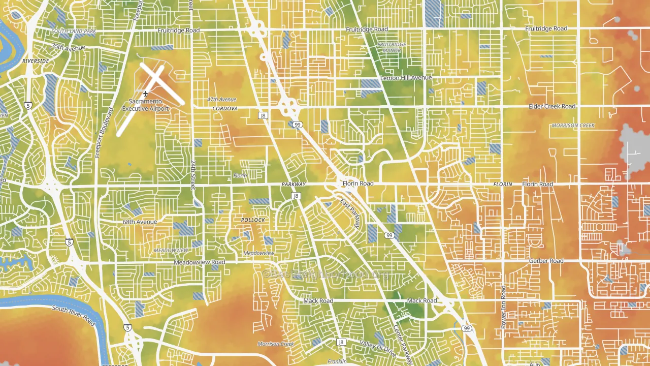 Bike Grade map of Parkway, CA