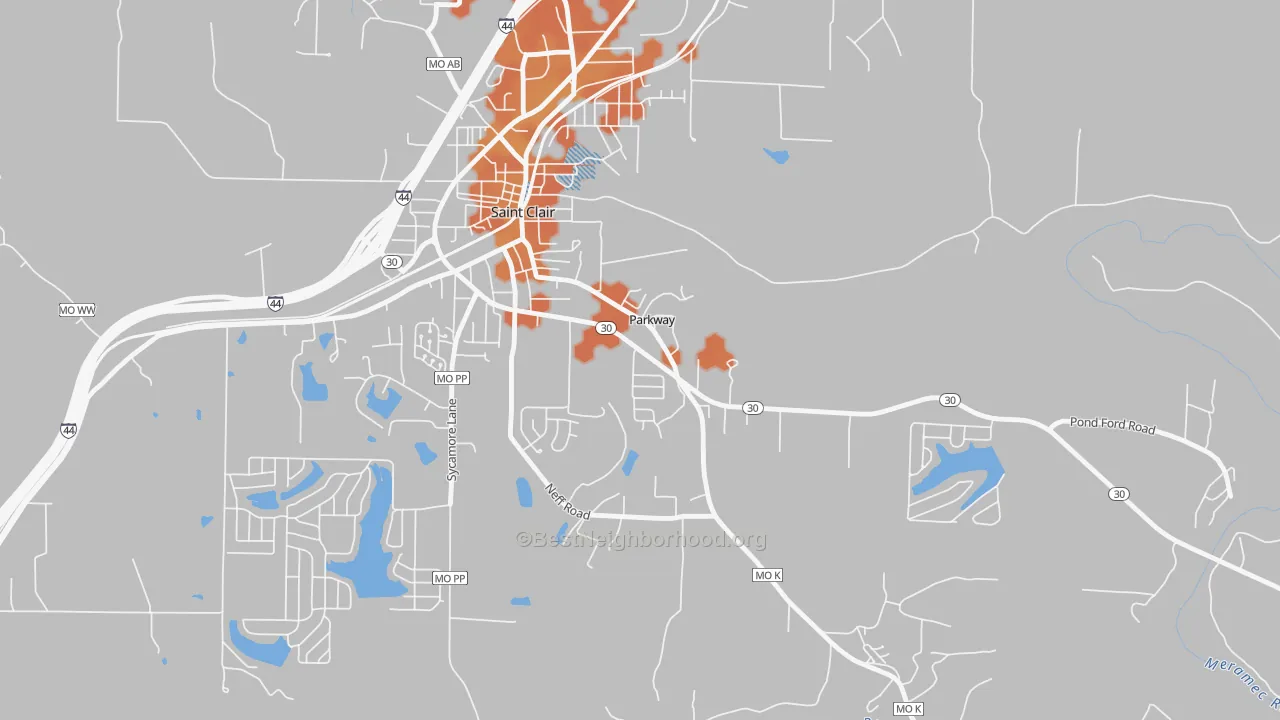 Bike Grade map of Parkway, MO