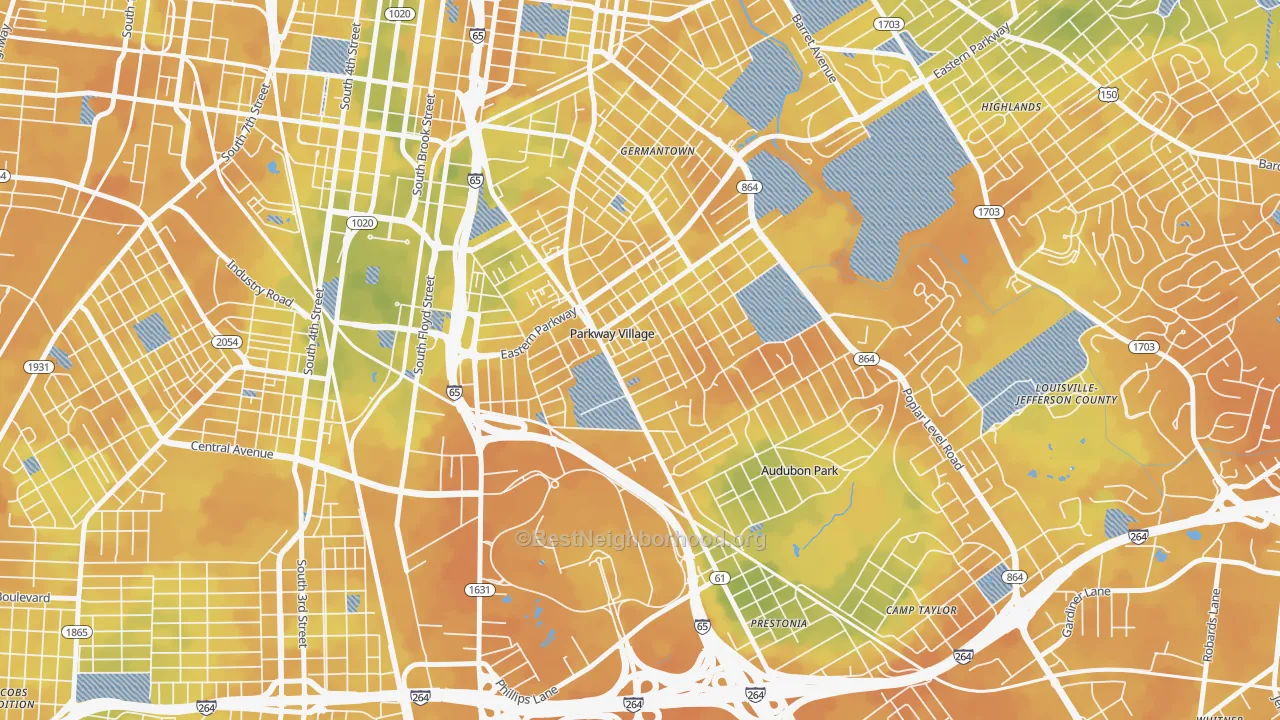 Bike Grade map of Parkway Village, KY