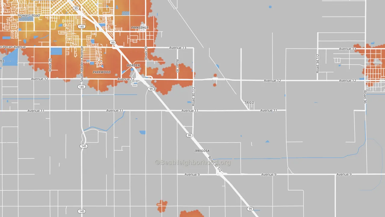 Bike Grade map of Parkwood, CA