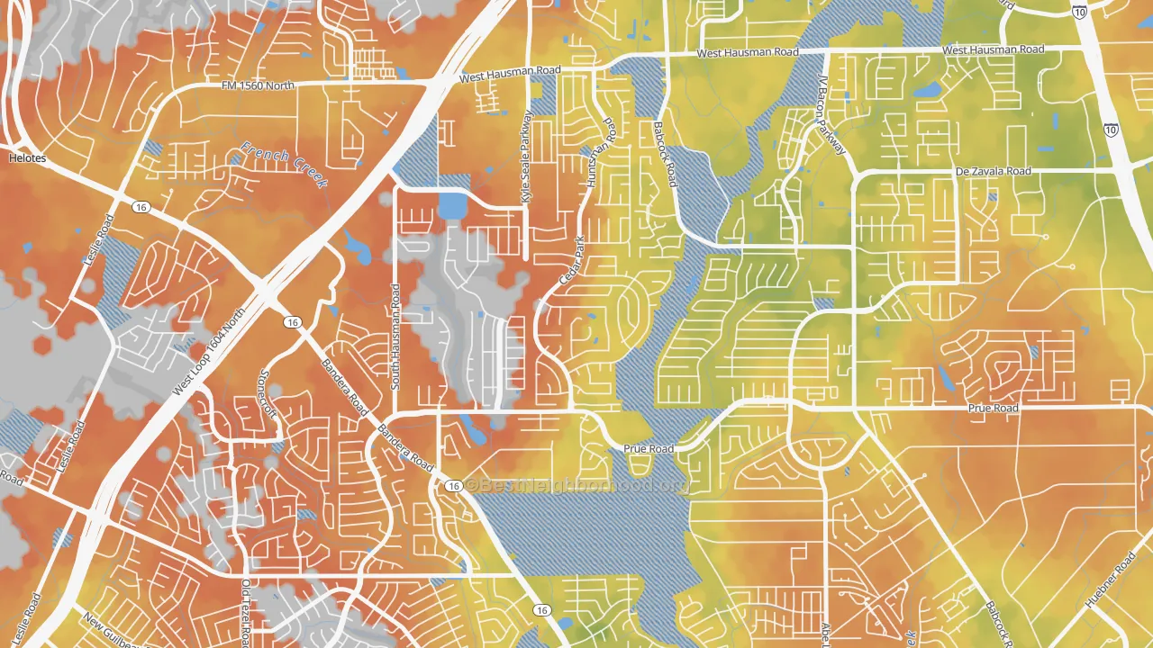 Bike Grade map of Parkwood Maintenance, San Antonio, TX