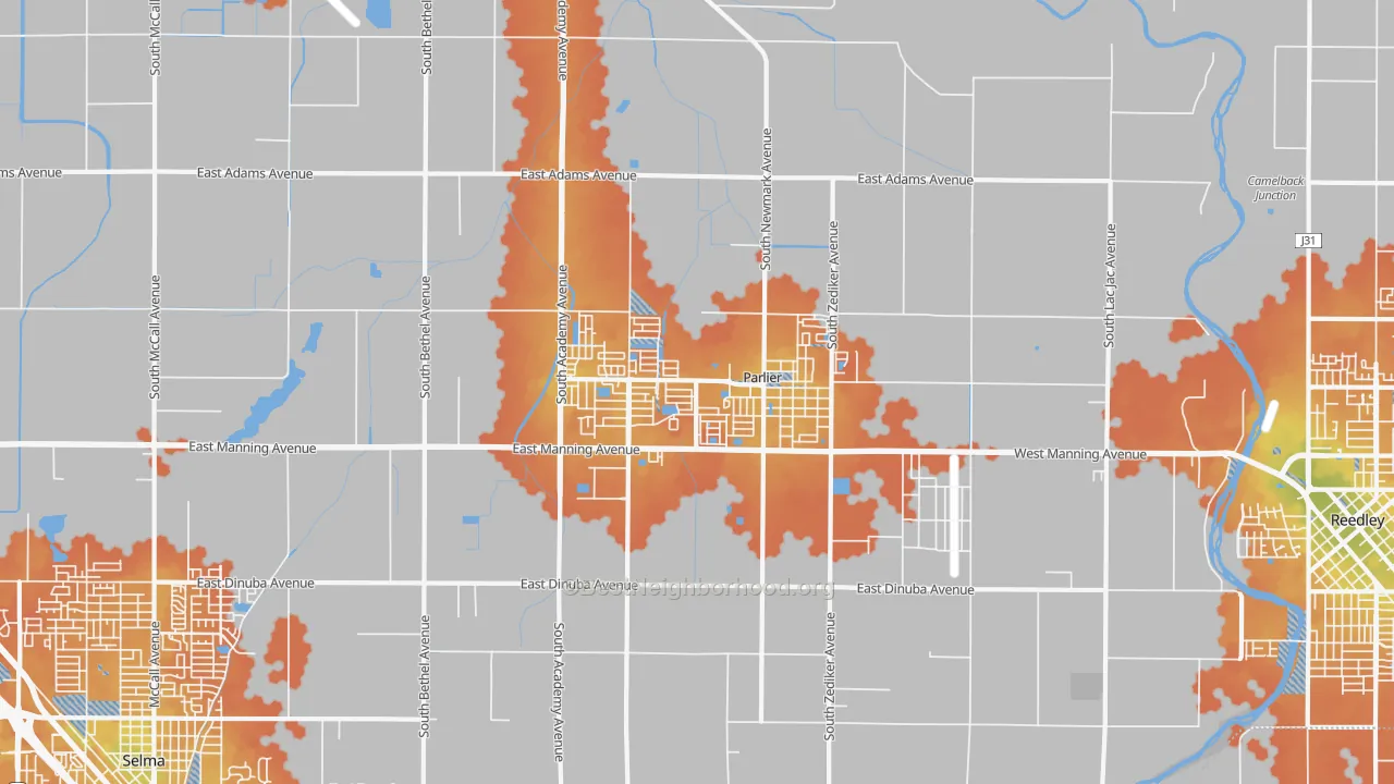 Bike Grade map of Parlier, CA