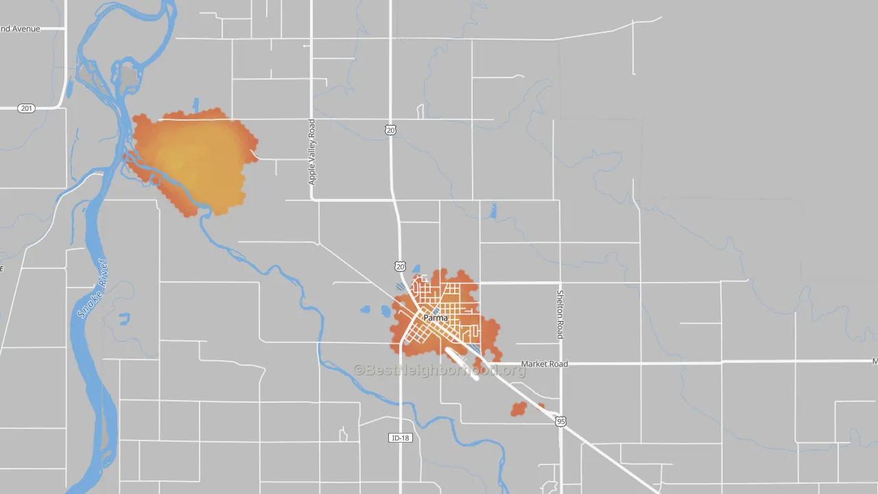 Bike Grade map of Parma, ID