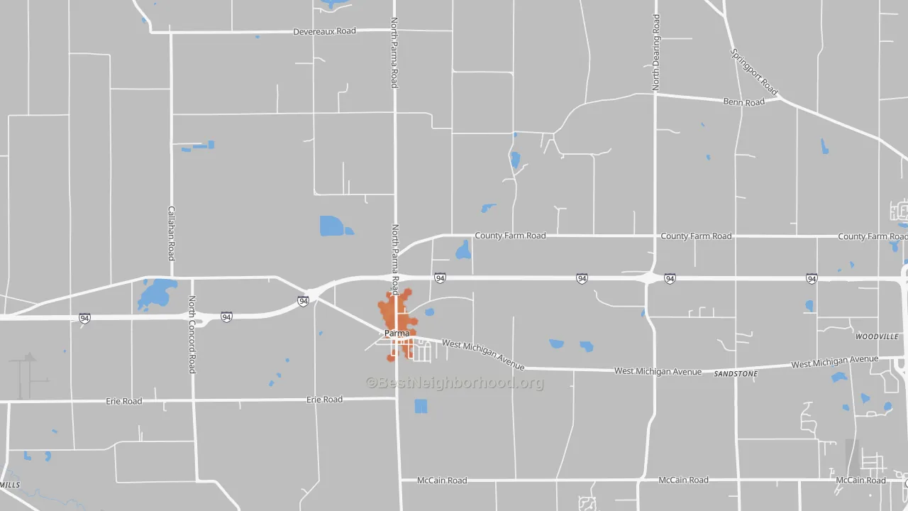 Bike Grade map of Parma, MI