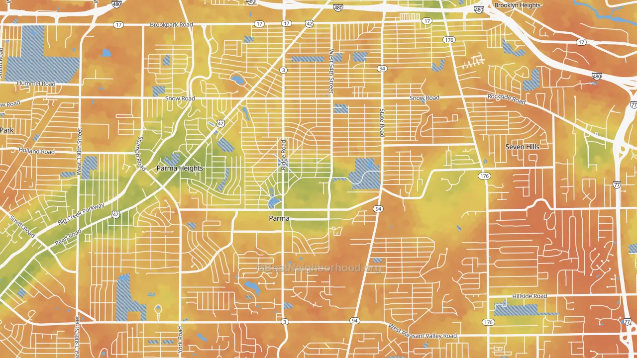 Bike Grade map of Parma, OH