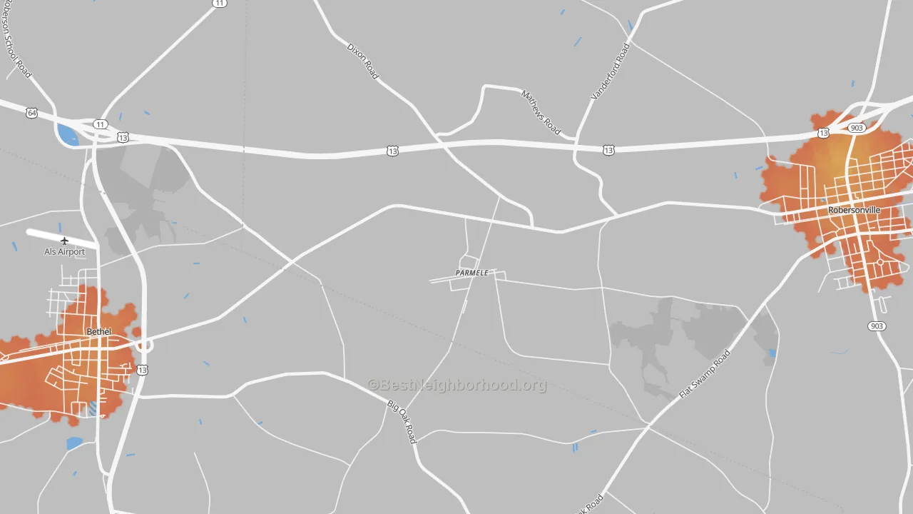Bike Grade map of Parmele, NC