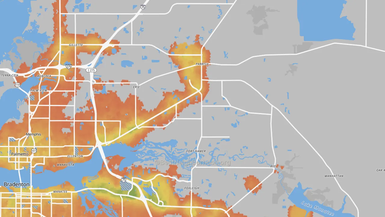 Bike Grade map of Parrish, FL