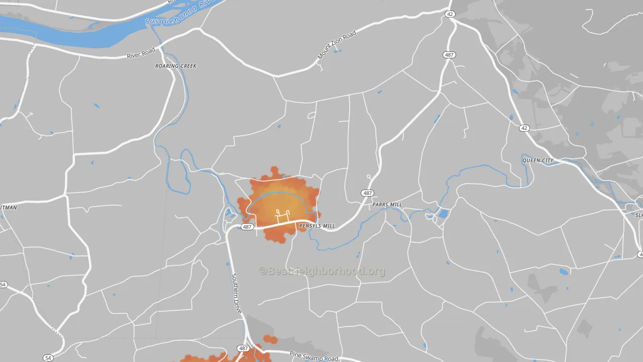 Bike Grade map of Parrs Mill, PA