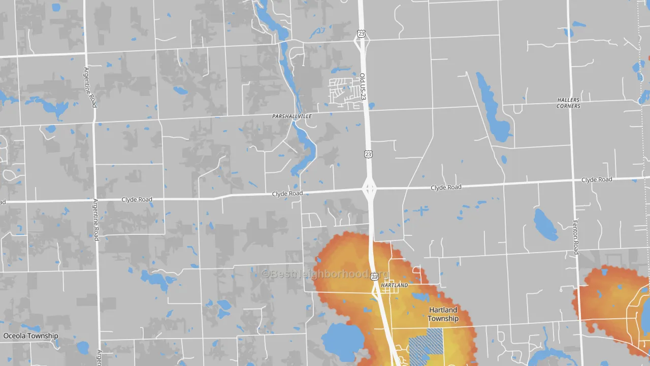 Bike Grade map of Parshallville, MI