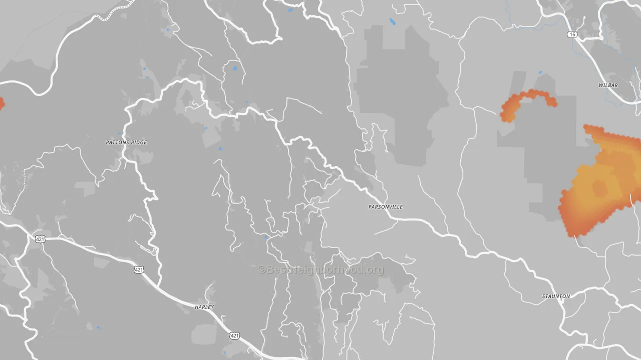 Bike Grade map of Parsonville, NC