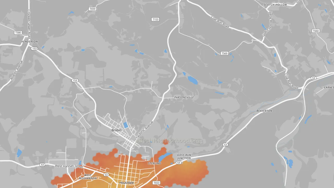 Bike Grade map of Parsonville, PA