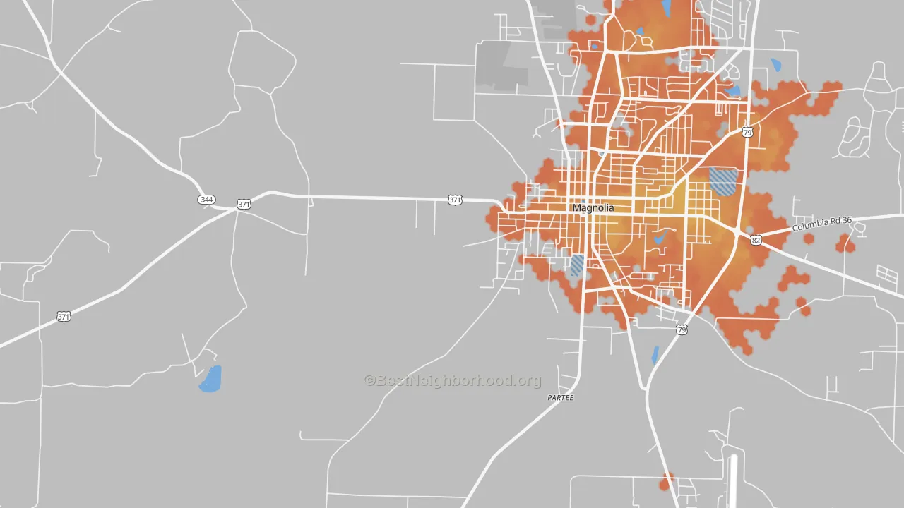 Bike Grade map of Partee, AR
