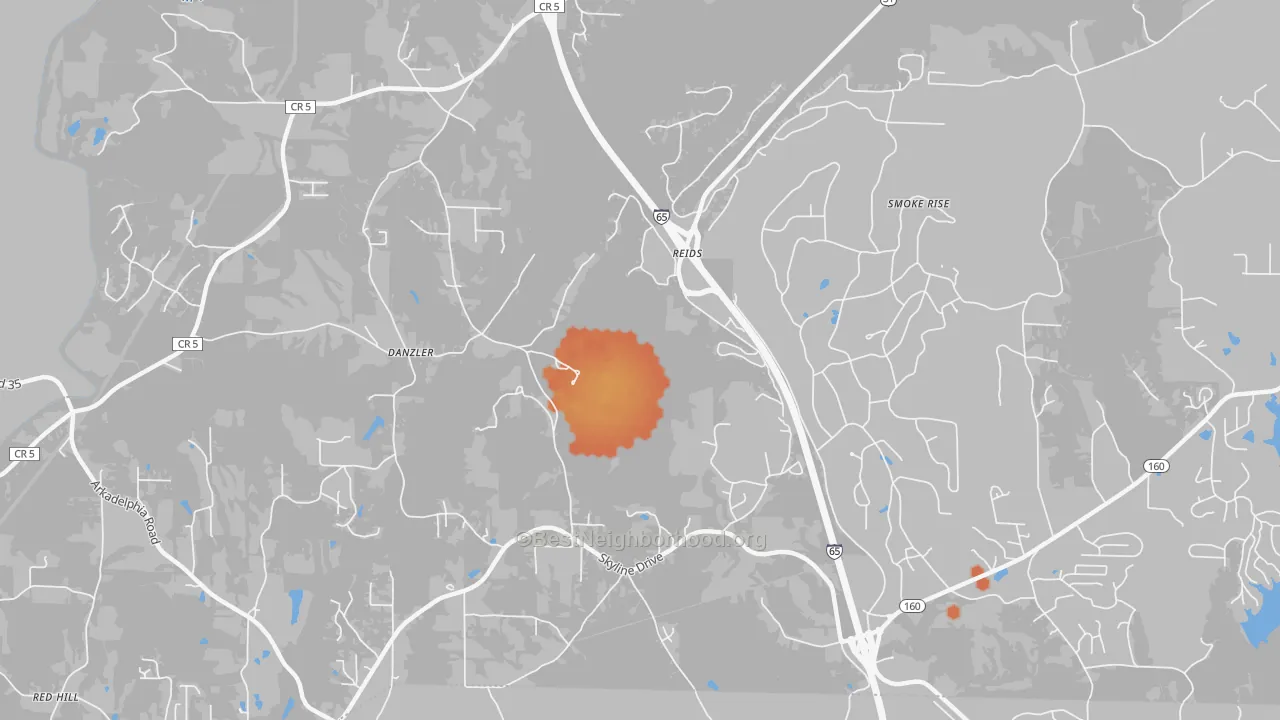Bike Grade map of Partridge Crossroads, AL