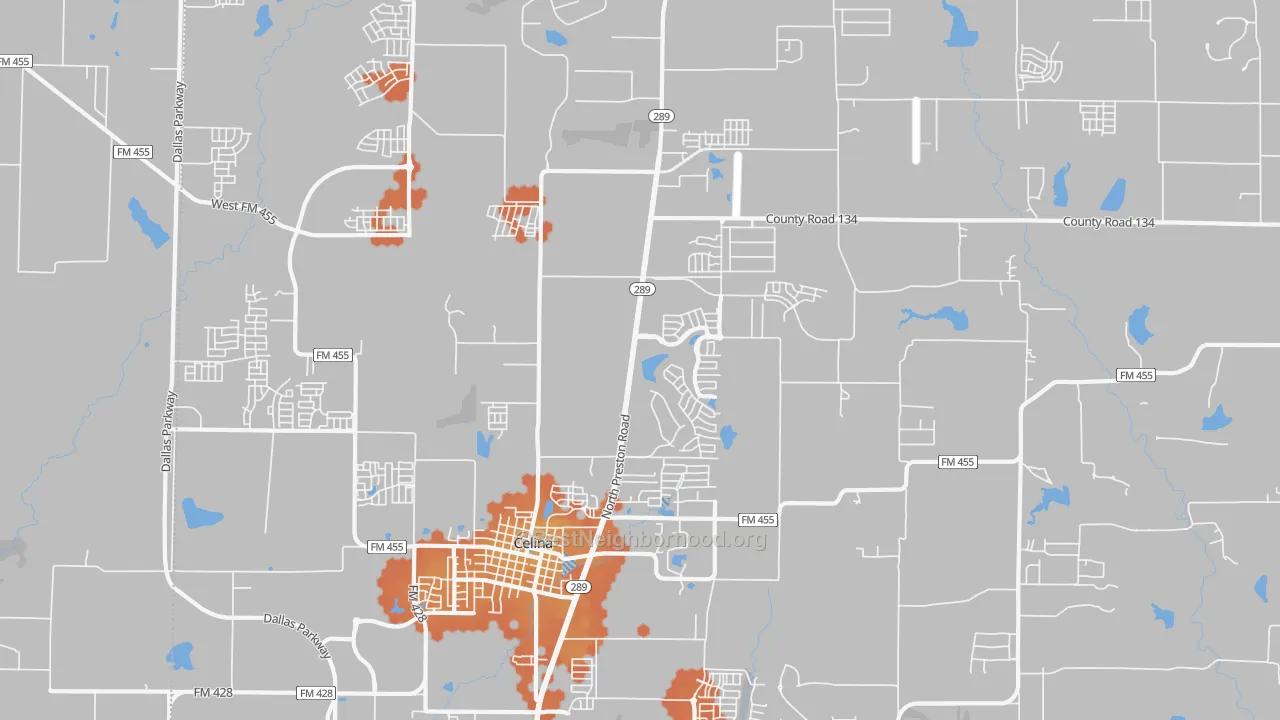 Bike Grade map of Parvin, TX