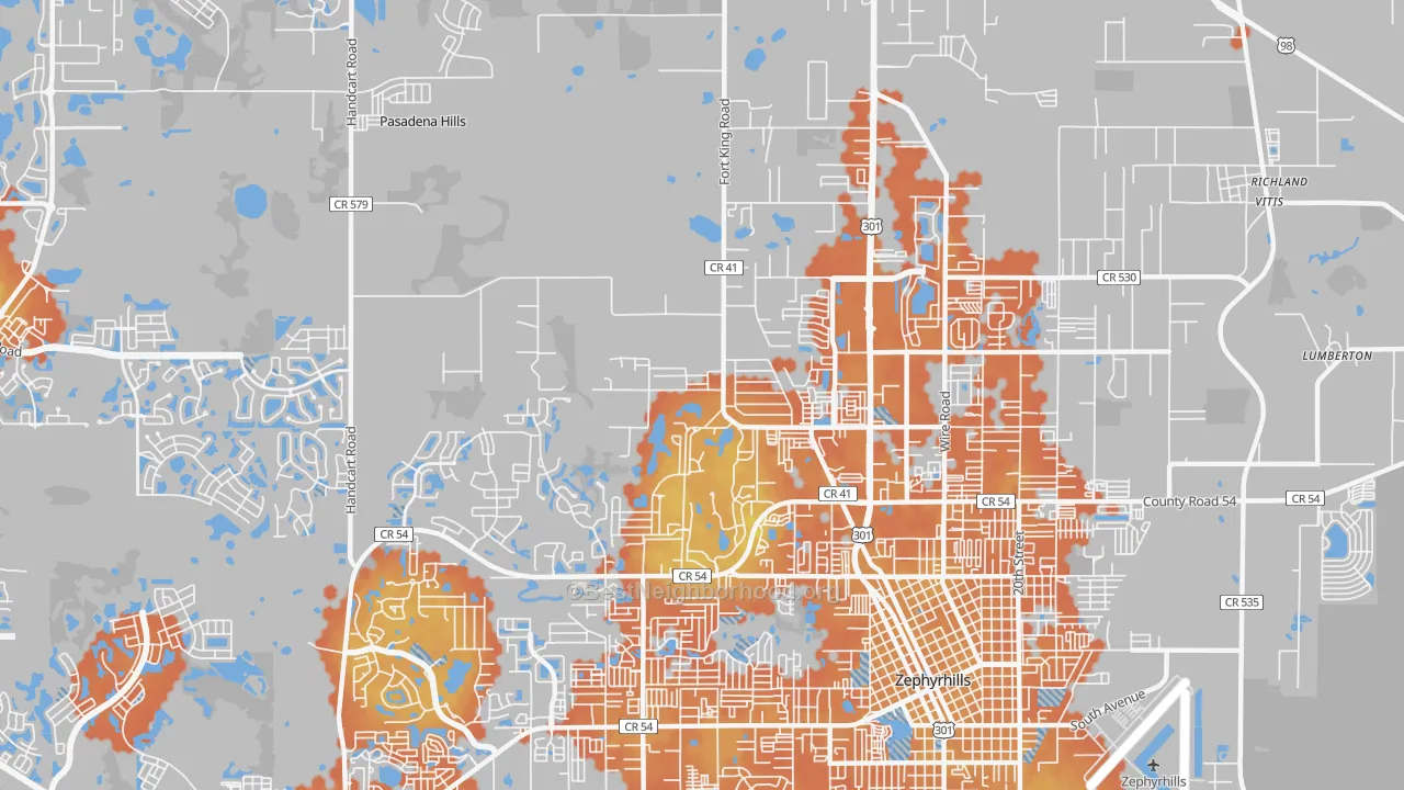 Bike Grade map of Pasadena Hills, FL