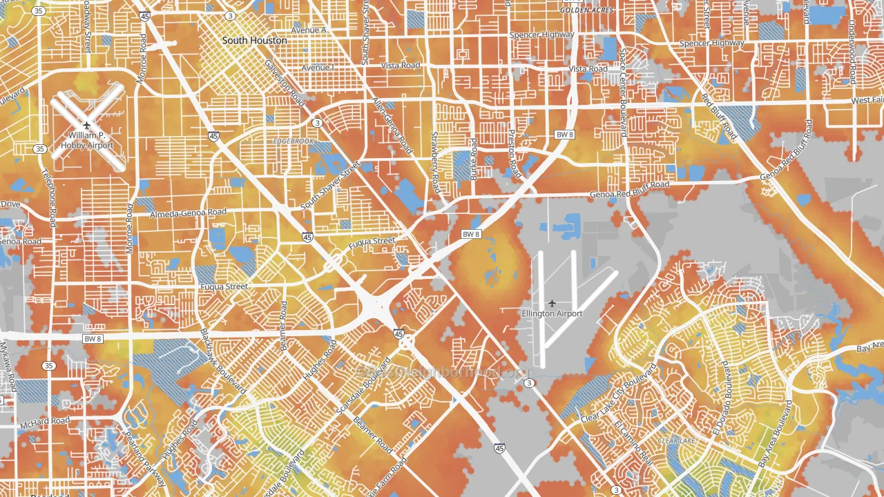 Bike Grade map of Pasadina, Houston, TX