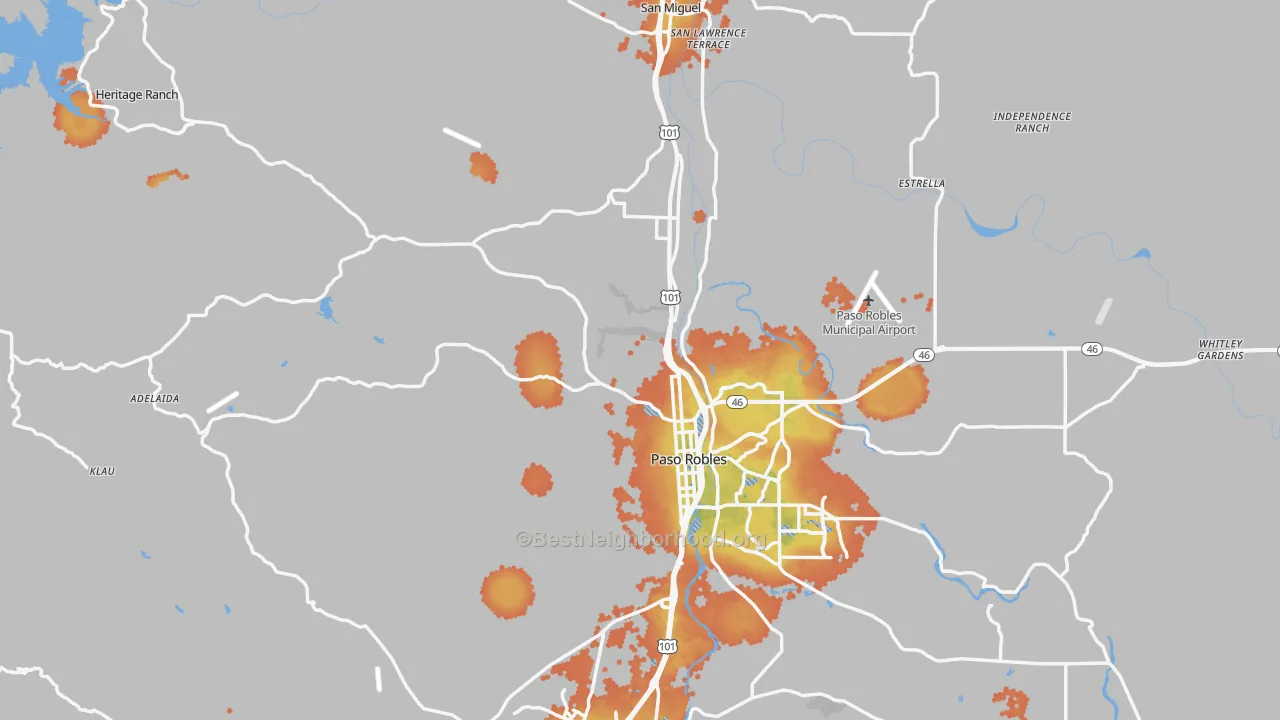 Bike Grade map of Paso Robles, CA