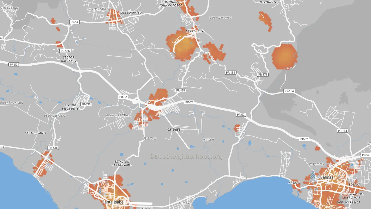 Bike Grade map of Paso Seco, PR