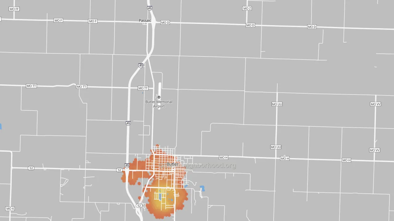 Bike Grade map of Passaic, MO