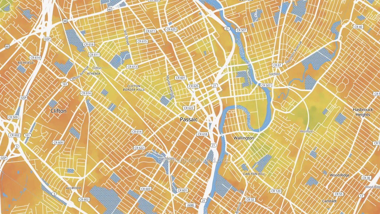 Bike Grade map of Passaic, NJ