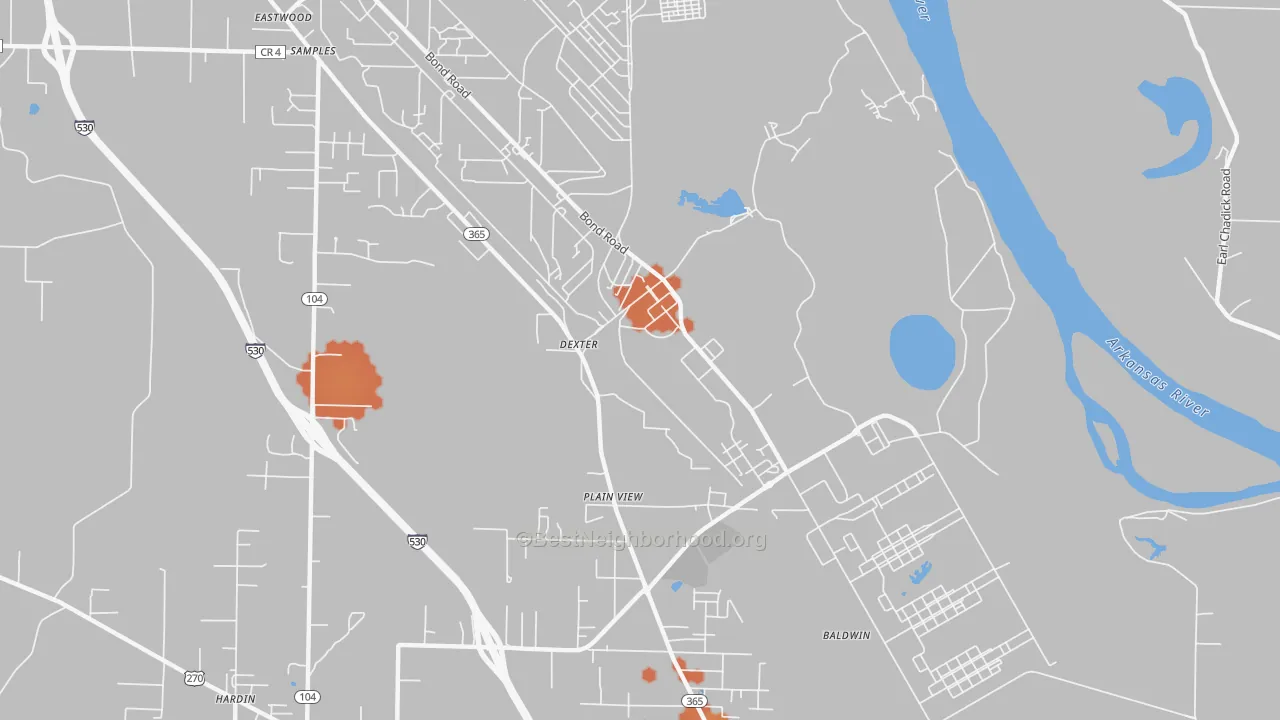 Bike Grade map of Pastoria, AR