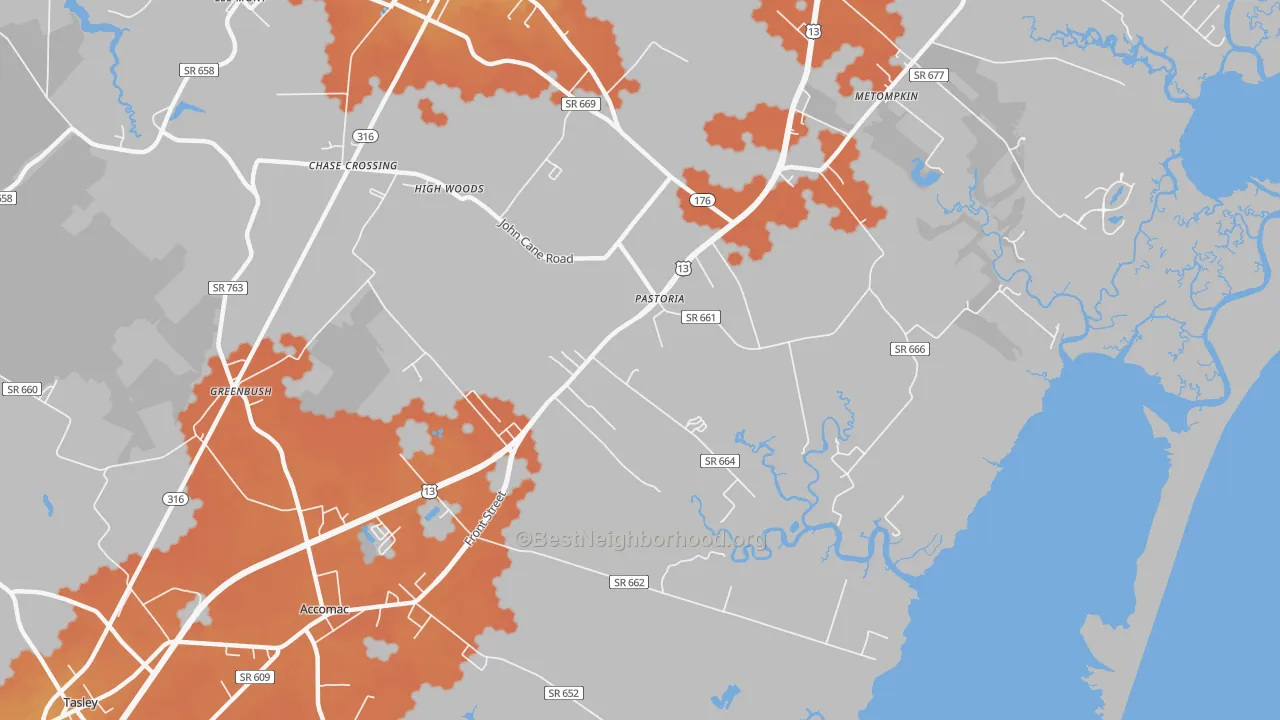 Bike Grade map of Pastoria, VA