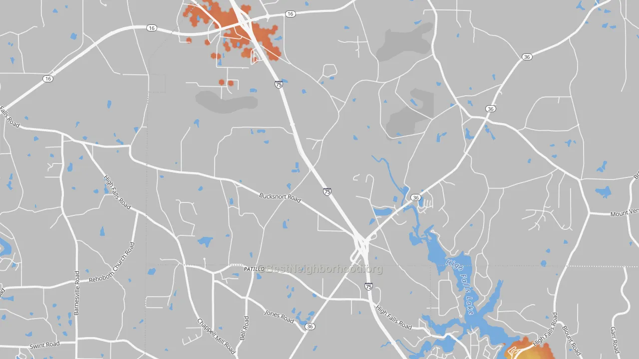 Bike Grade map of Patillo, GA