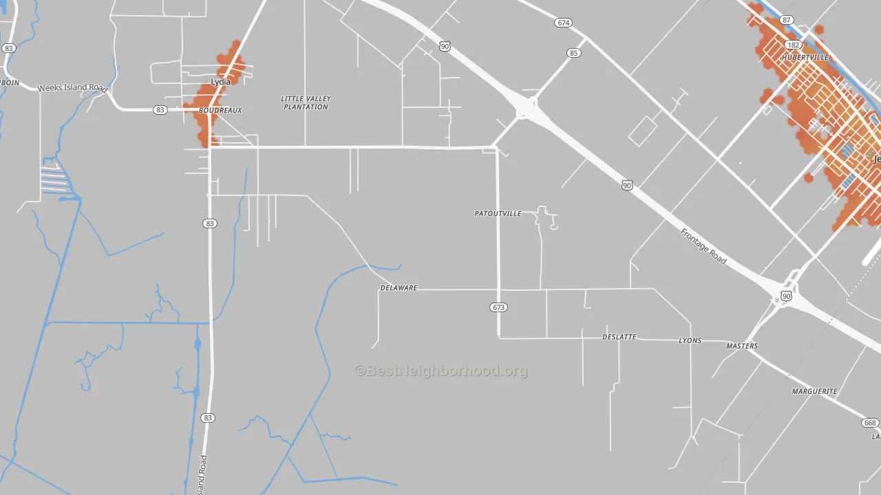 Bike Grade map of Patoutville, LA