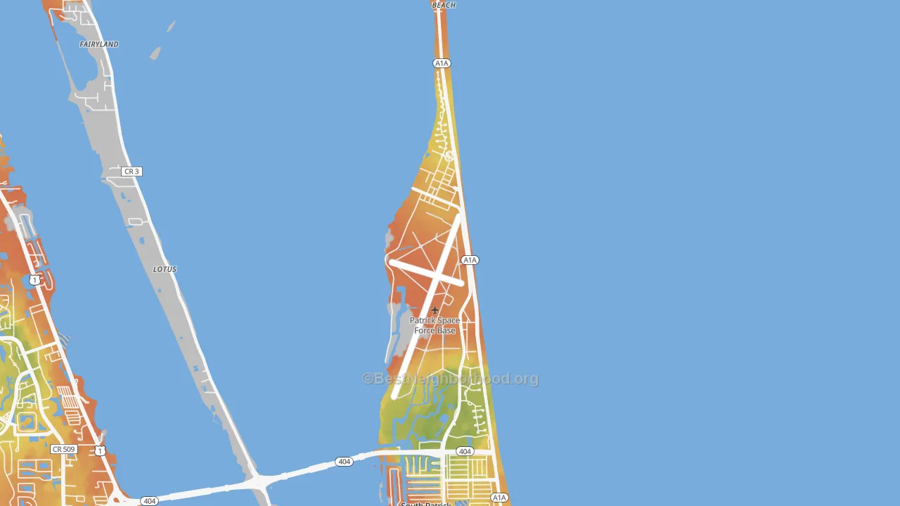 Bike Grade map of Patrick Afb, FL