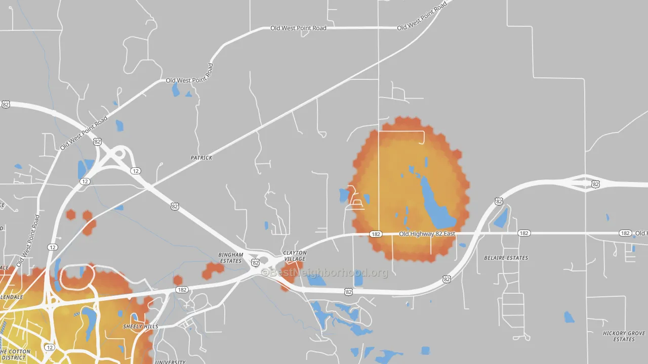 Bike Grade map of Patrick, MS