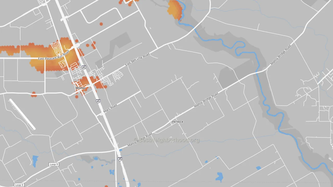 Bike Grade map of Patrick, TX
