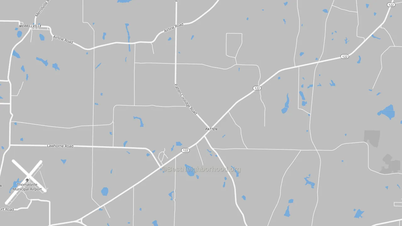 Bike Grade map of Patten, GA