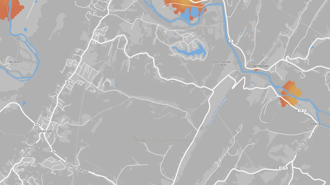 Bike Grade map of Patterson Creek, WV