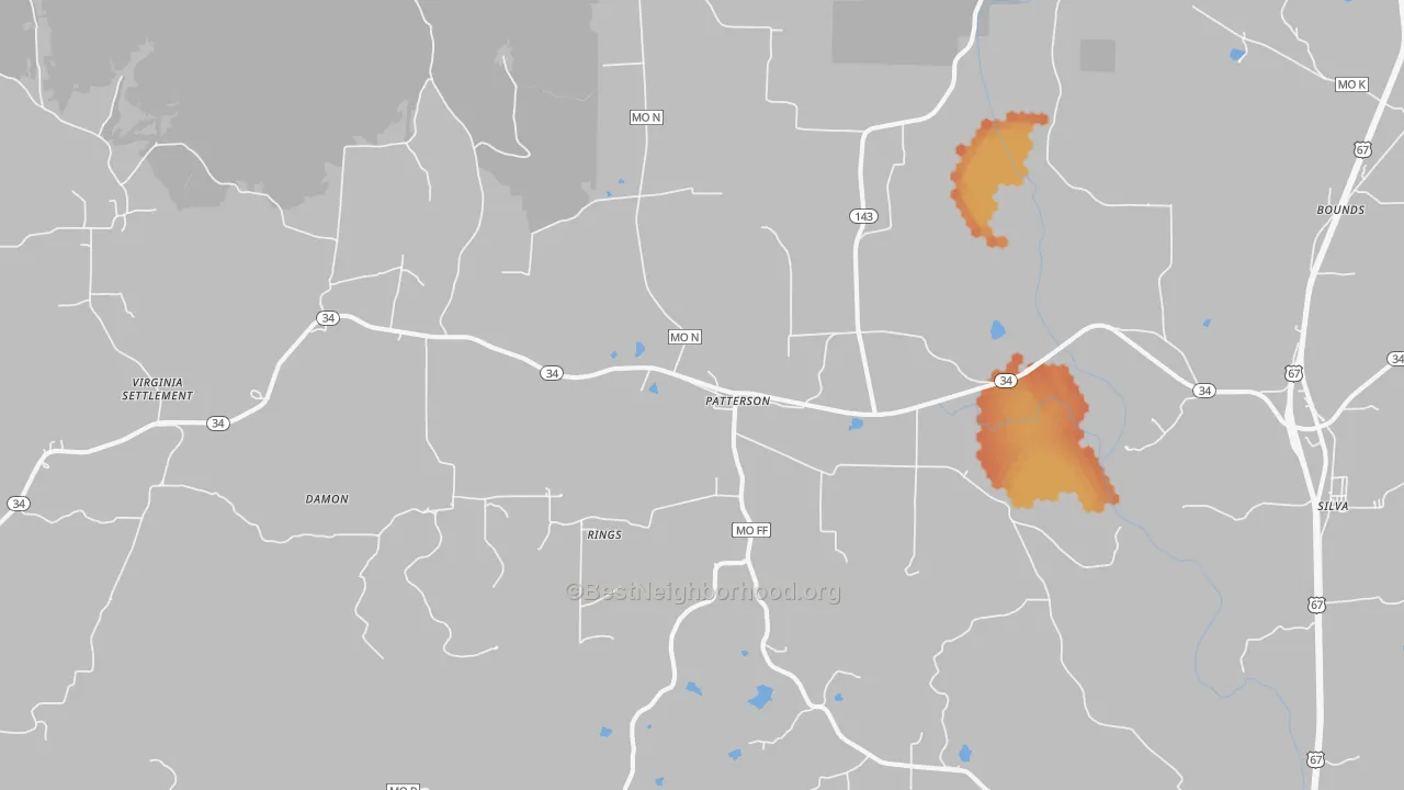 Bike Grade map of Patterson, MO