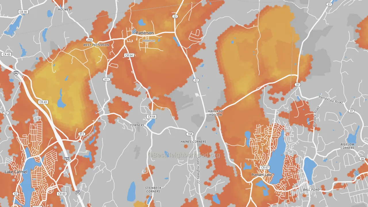 Bike Grade map of Patterson, NY