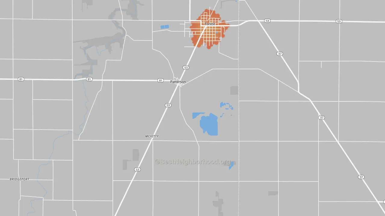 Bike Grade map of Patterson, OH