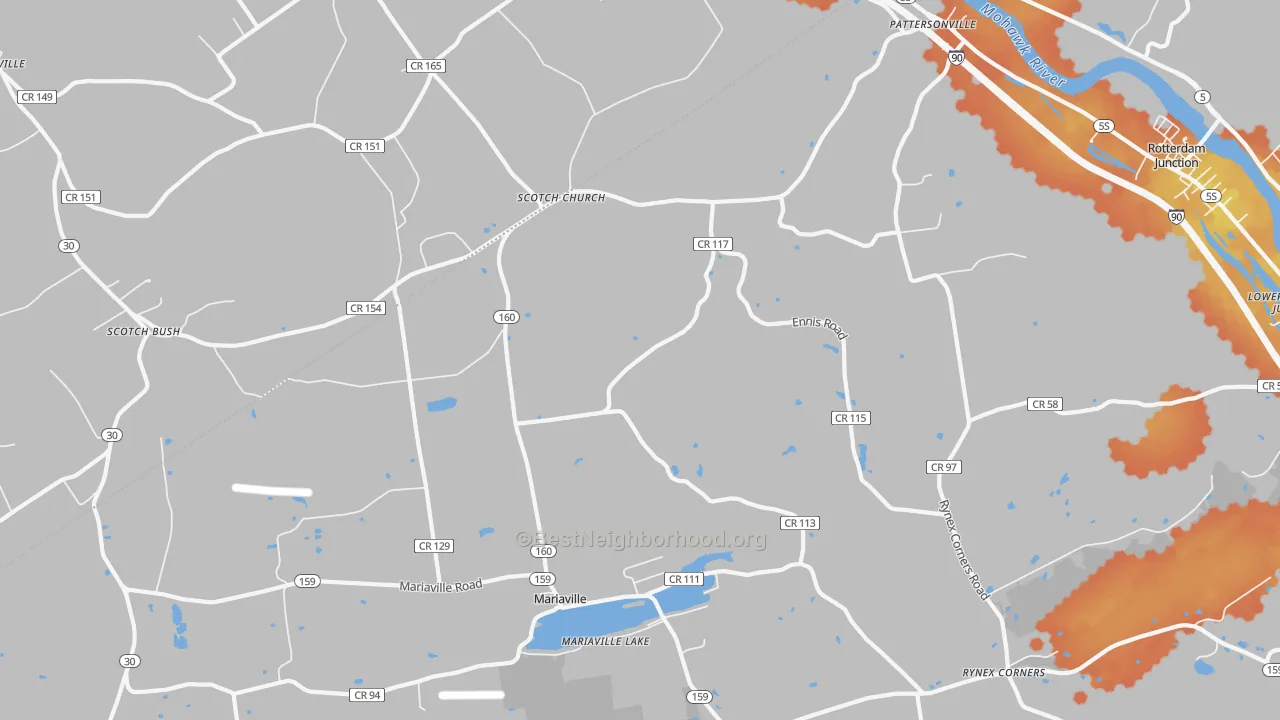Bike Grade map of Pattersonville, NY