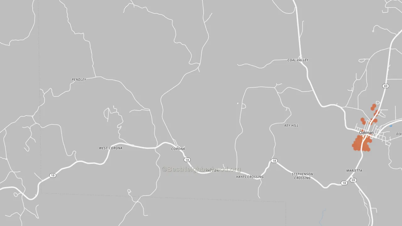 Bike Grade map of Patton, AL