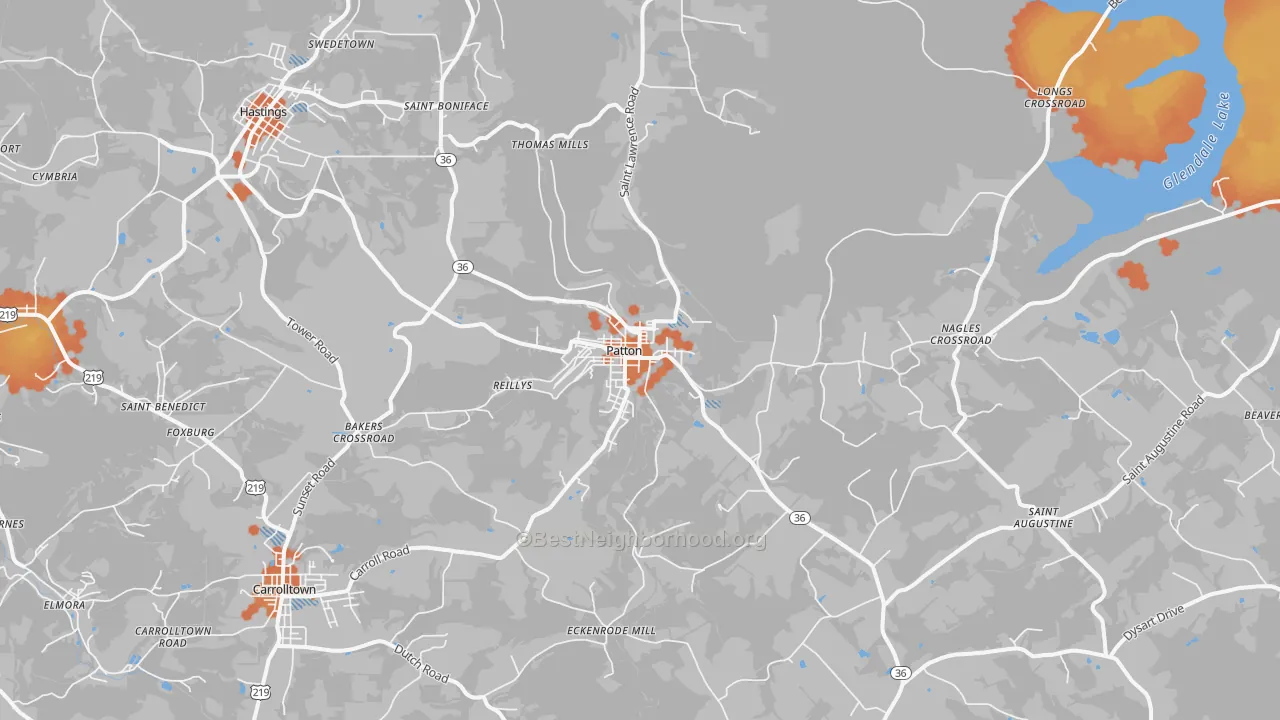 Bike Grade map of Patton, PA