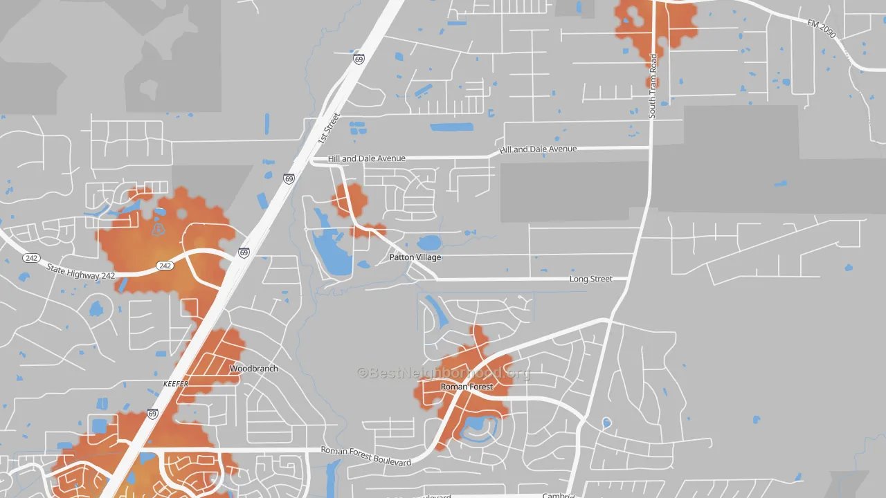 Bike Grade map of Patton Village, TX