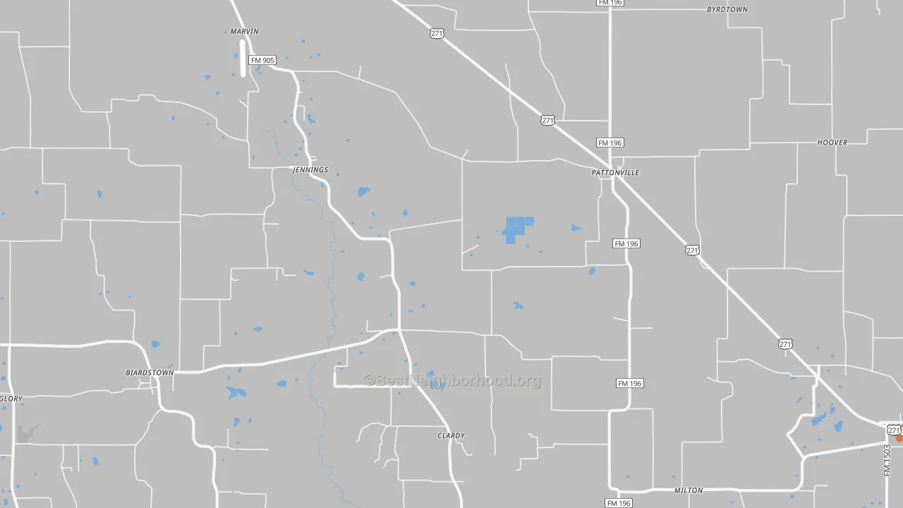 Bike Grade map of Pattonville, TX