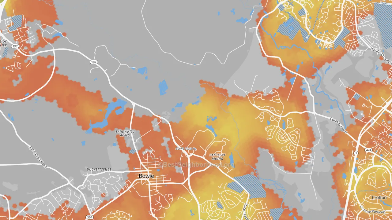 Bike Grade map of Patuxent, MD