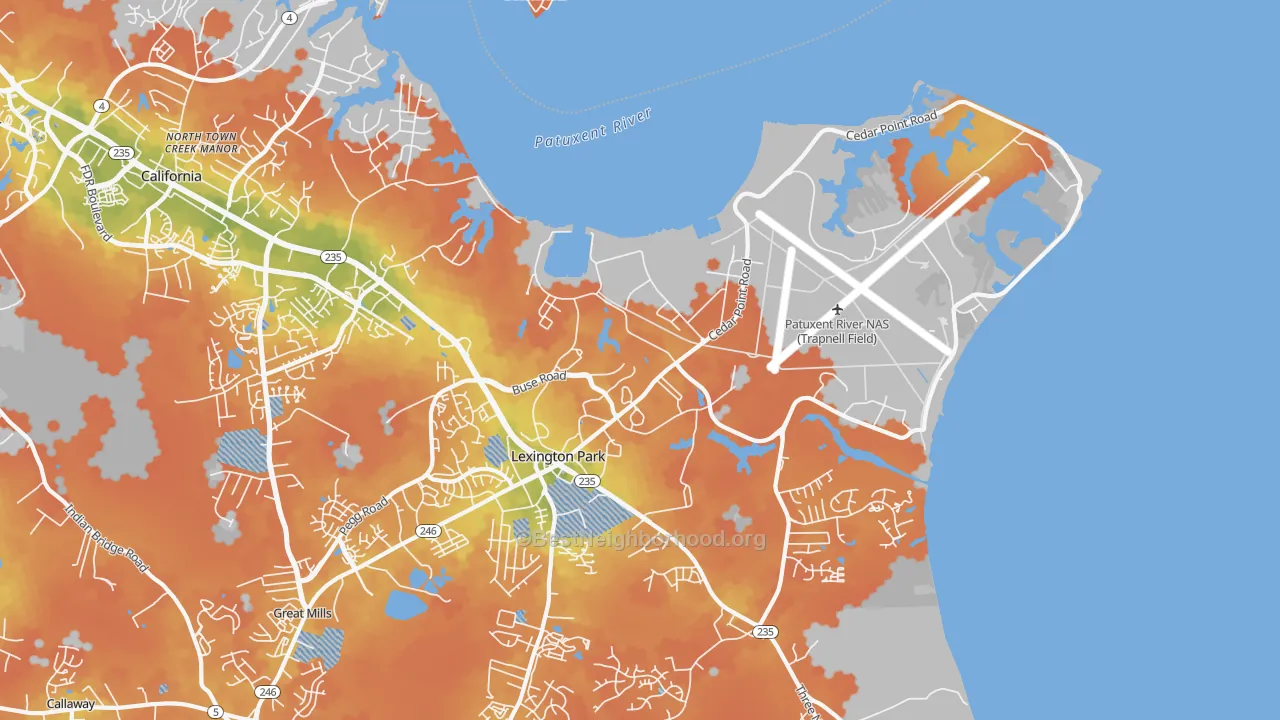 Bike Grade map of Patuxent River, MD