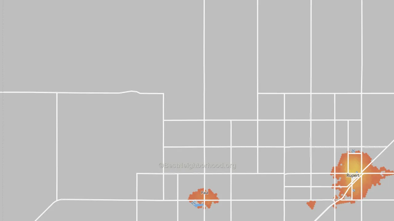 Bike Grade map of Paul, ID