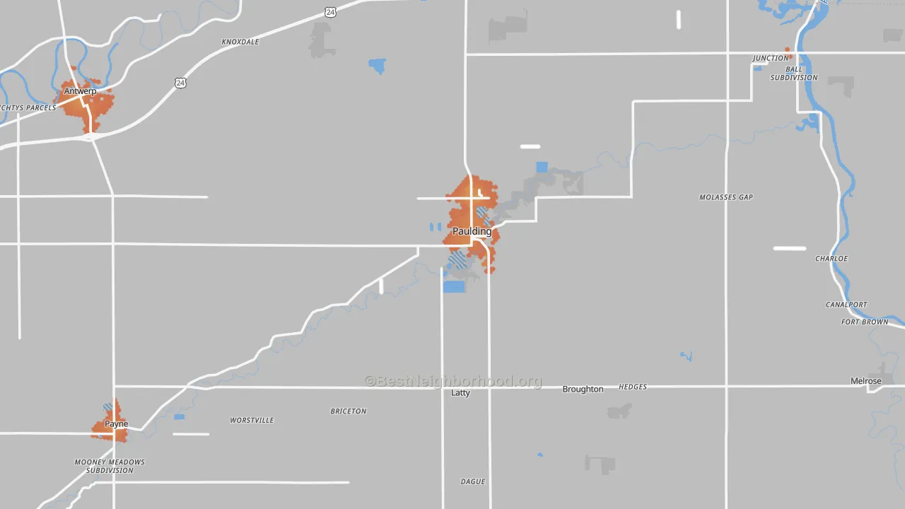 Bike Grade map of Paulding County, OH