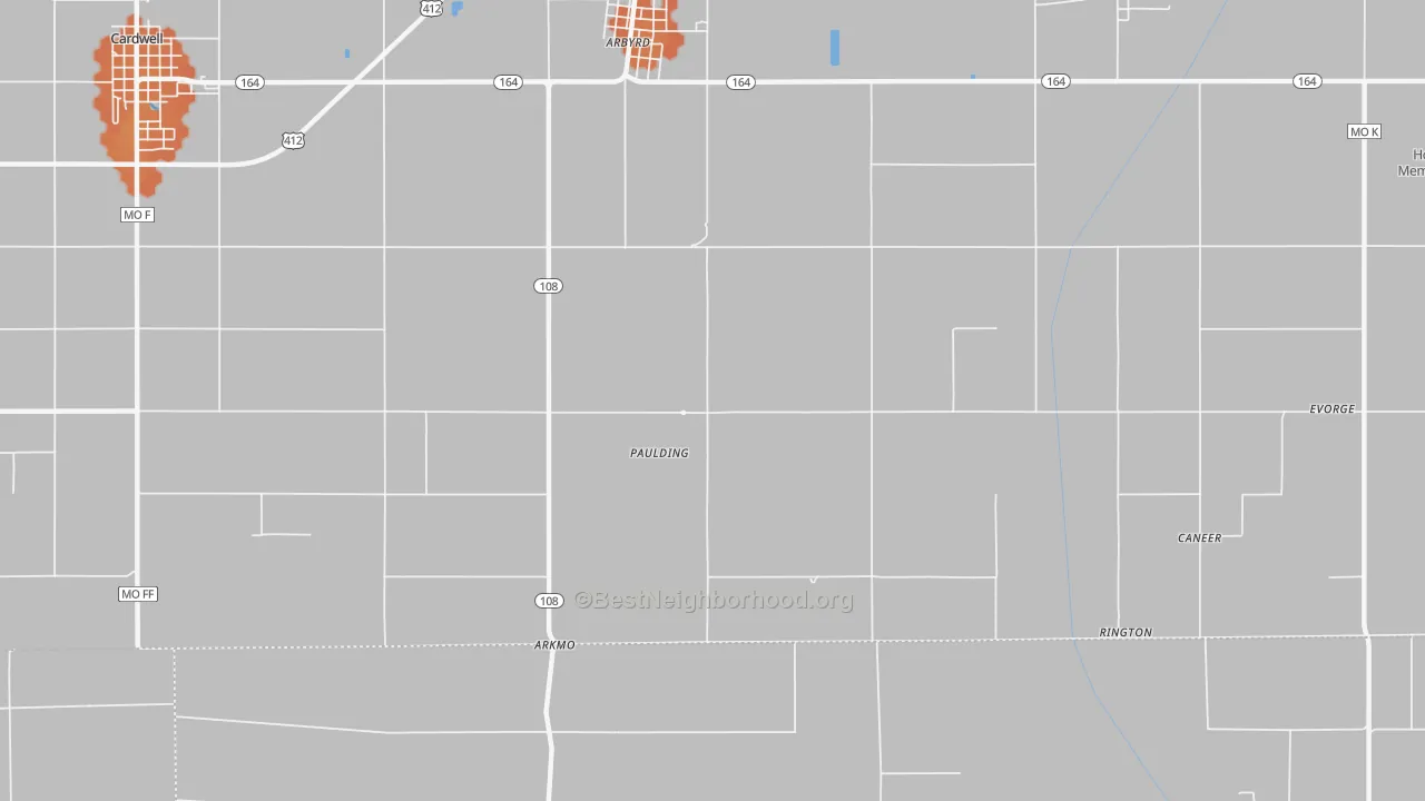 Bike Grade map of Paulding, MO