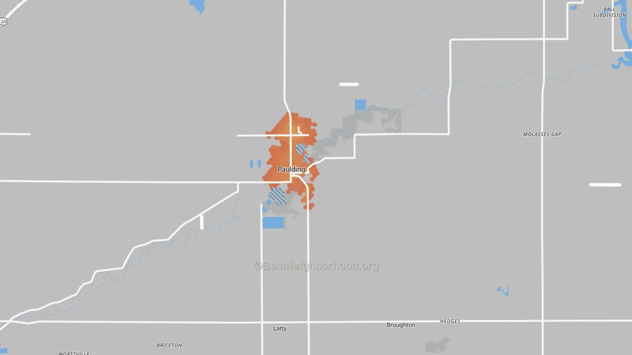 Bike Grade map of Paulding, OH