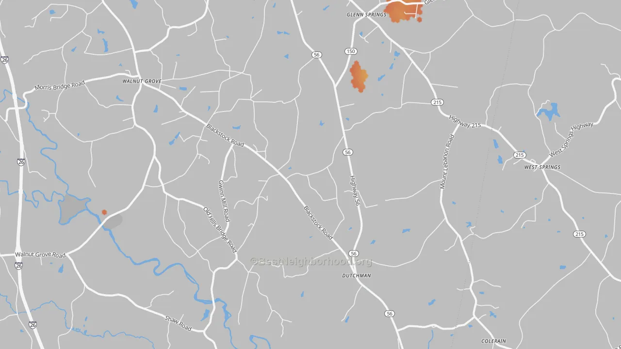 Bike Grade map of Pauline, SC