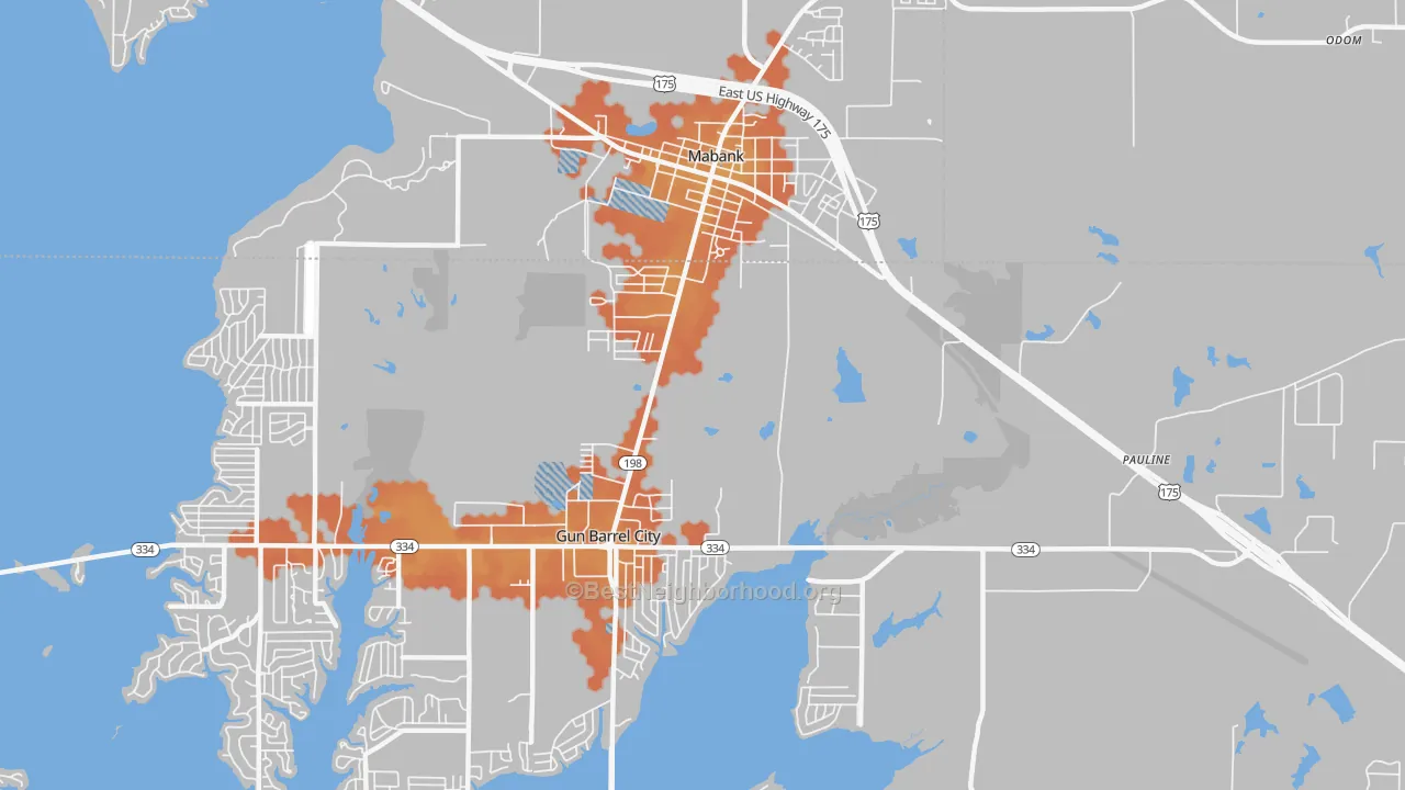 Bike Grade map of Pauline, TX