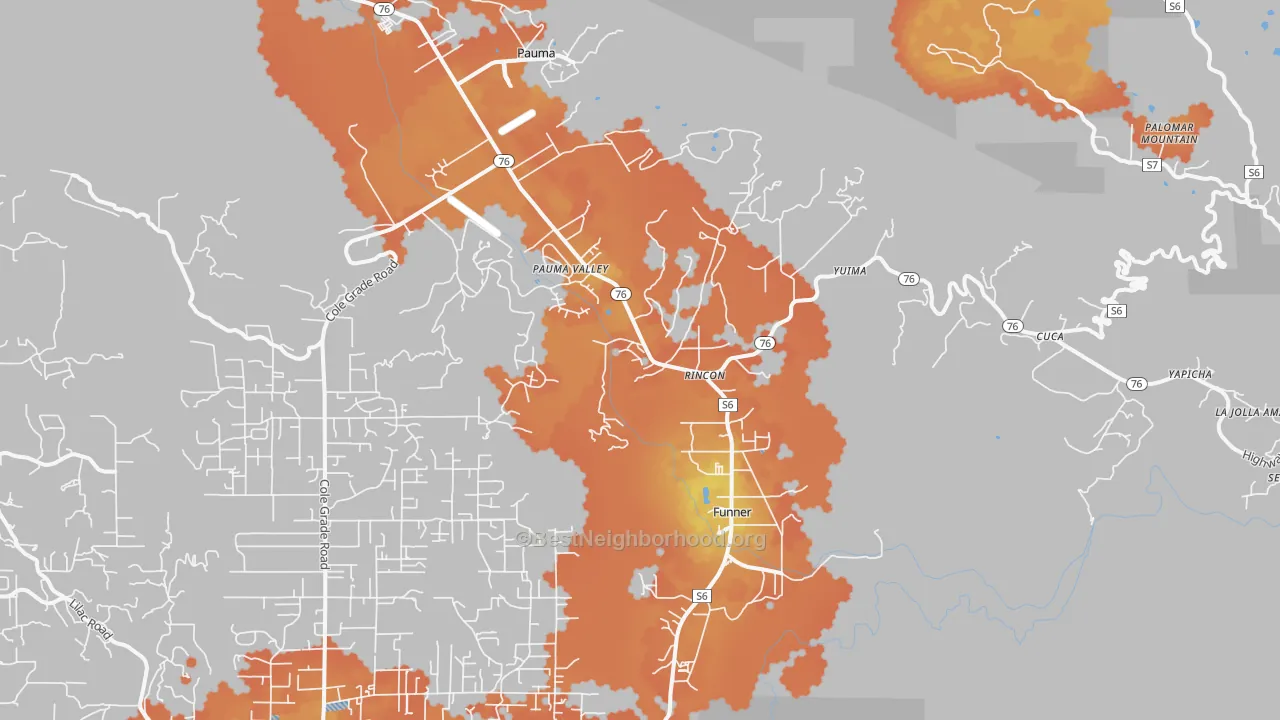 Bike Grade map of Pauma Valley, CA